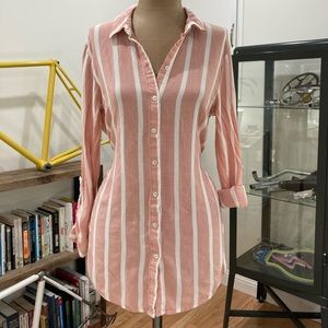 Primark pink strip button up